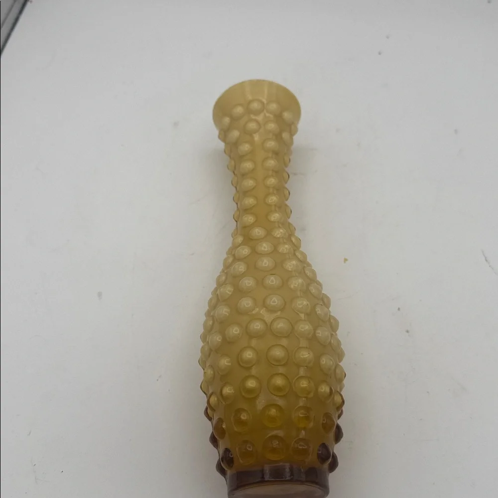 VTG Lefton hand blown hobnail amber/ yellow ombré 9” vase